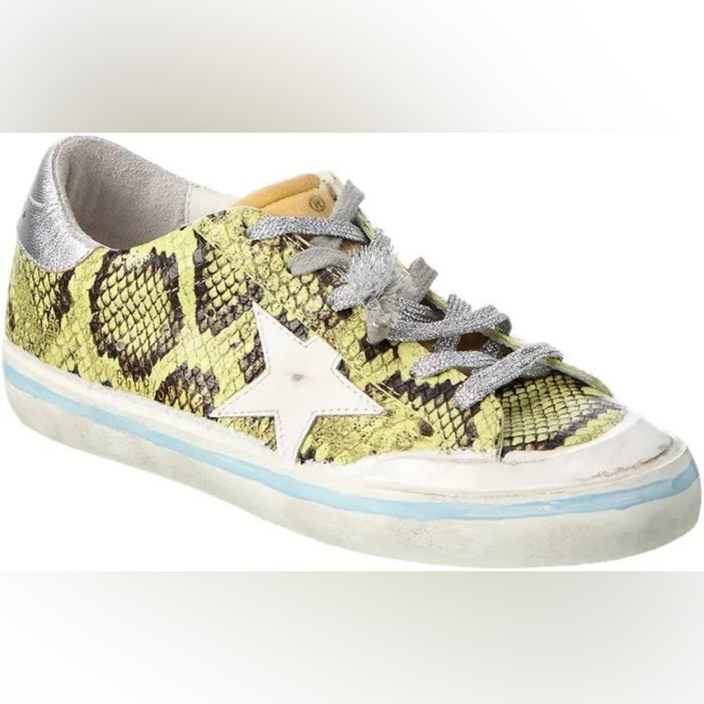 GOLDEN GOOSE SUPERSTAR SNAKE-EMBOSSED LEATHER SNEAKER